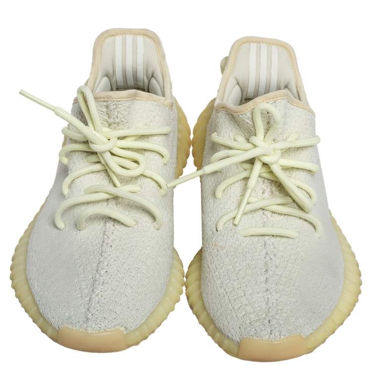 مملوكة مسبقًا Yeezy x Adidas Yellow Knit Fabric Boost 350 V2 Butter Sneakers Size 38