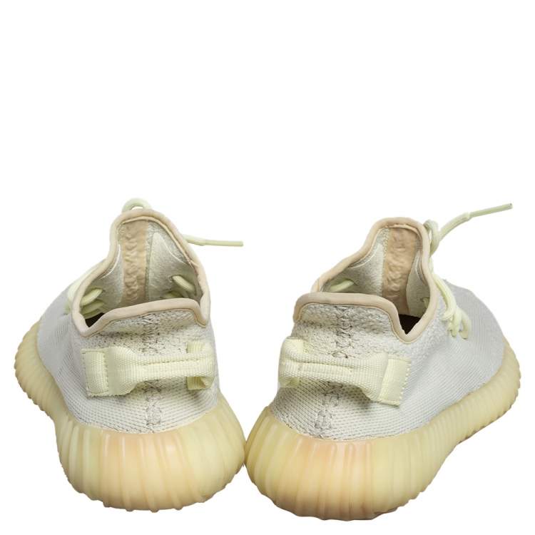 مملوكة مسبقًا Yeezy x Adidas Yellow Knit Fabric Boost 350 V2 Butter Sneakers Size 38