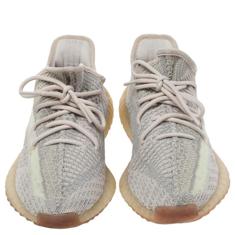 مملوكة مسبقًا Yeezy x adidas Beige/Grey Knit Fabric Boost 350 V2 Citrin Low Top Sneakers Size 42