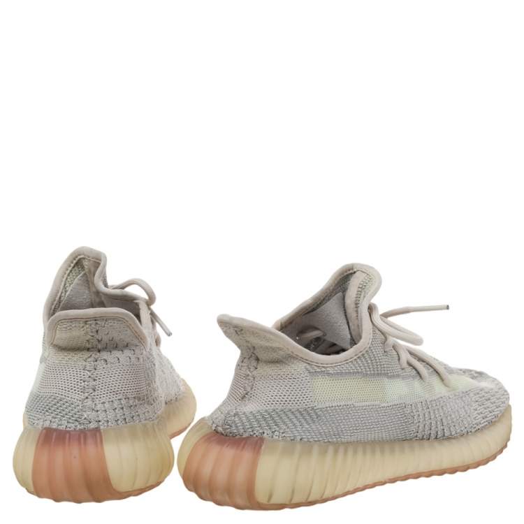 مملوكة مسبقًا Yeezy x adidas Beige/Grey Knit Fabric Boost 350 V2 Citrin Low Top Sneakers Size 42