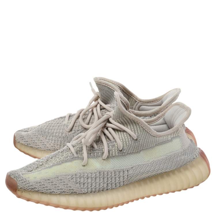 مملوكة مسبقًا Yeezy x adidas Beige/Grey Knit Fabric Boost 350 V2 Citrin Low Top Sneakers Size 42