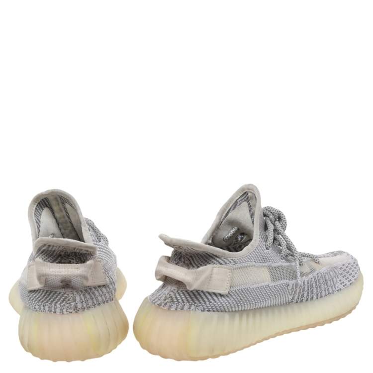 Pre Owned Yeezy x adidas White/Grey Knit Fabric Boost 350 V2 Static Low Top Sneakers Size 42