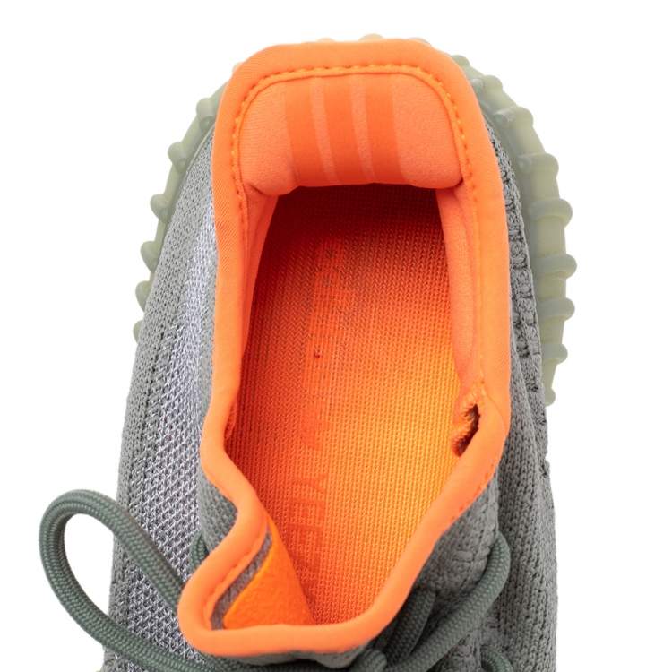 Pre Owned Yeezy x Adidas Grey/Green Knit Fabric Boost 350 V2 Desert Sage Sneakers Size 39 1/3