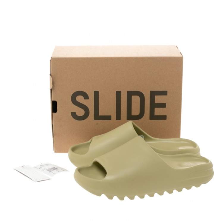 Pre Owned Yeezy x Adidas Green Rubber Resin Slides Size 46