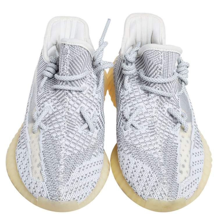 Pre Owned Yeezy x adidas White/Grey Knit Fabric Boost 350 V2 Static Non Reflective Sneakers Size 40 2/3