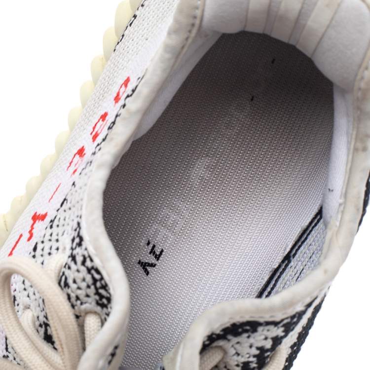 Pre Owned Yeezy x adidas White/Black Knit Fabric Boost 350 V2 Zebra Low Top Sneakers Size 41 1/3