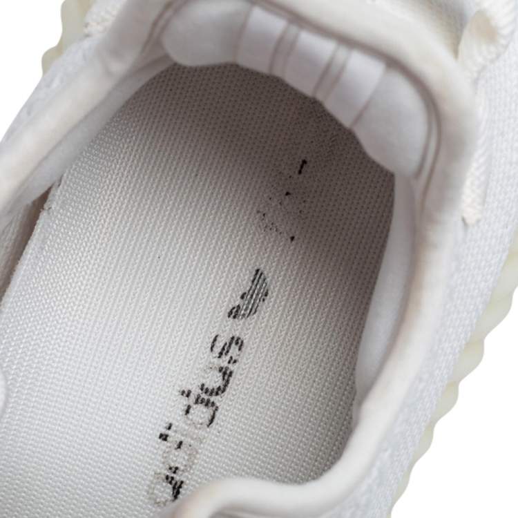 Pre Owned Yeezy x Adidas Cotton Knit Boost 350 V2 Triple White Sneakers Size 41 1/3 