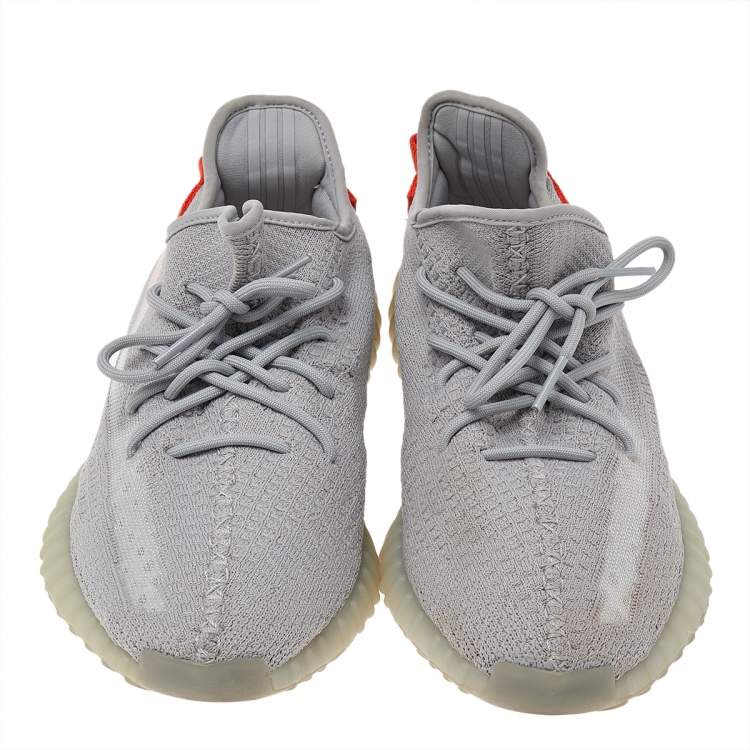 Pre Owned Yeezy x adidas Grey Mesh Boost 350 V2 Tail Light Low Top Sneakers Size 45 1/3