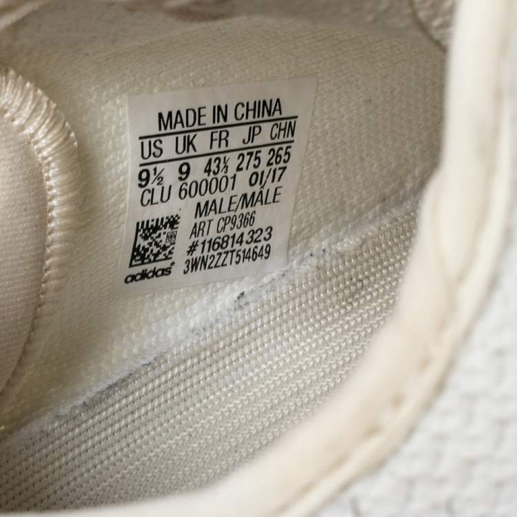 Pre Owned Yeezy x Adidas White Knit Fabric Boost 350 V2 Cream/Triple White Sneakers Size 43 1/3