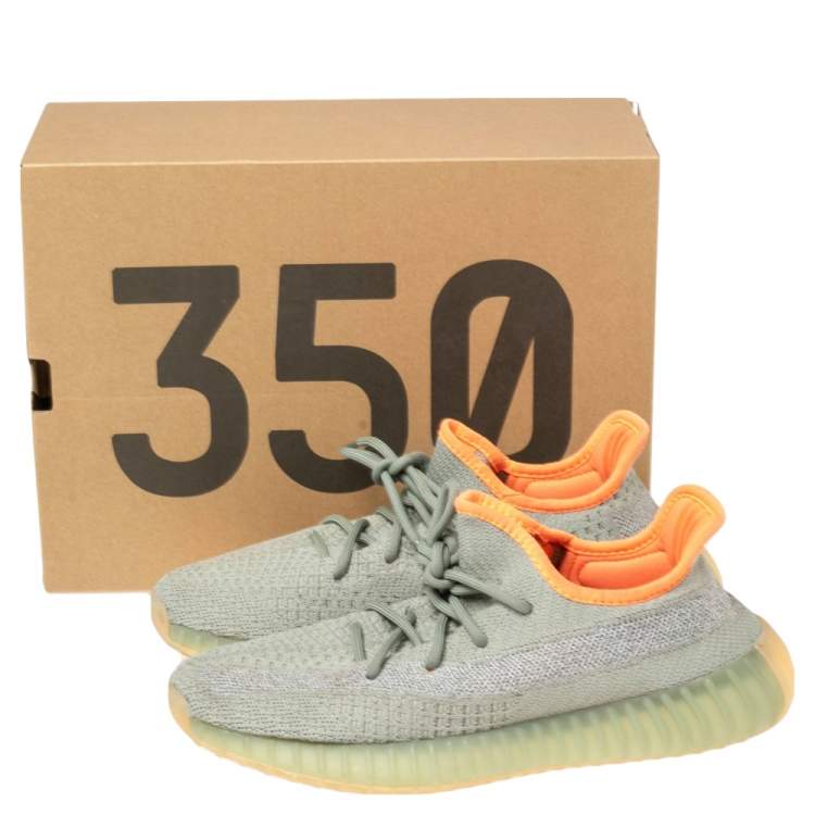 Pre Owned Yeezy x Adidas Green/Grey Knit Fabric Boost 350 V2 Desert Sage Sneakers Size 40 2/3