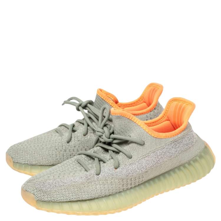 Pre Owned Yeezy x Adidas Green/Grey Knit Fabric Boost 350 V2 Desert Sage Sneakers Size 40 2/3