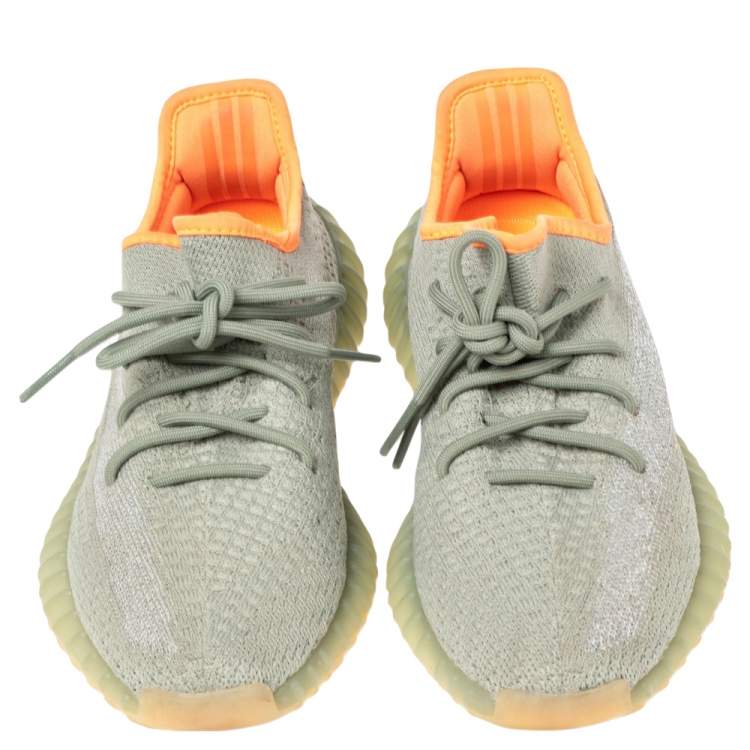 Pre Owned Yeezy x Adidas Green/Grey Knit Fabric Boost 350 V2 Desert Sage Sneakers Size 40 2/3