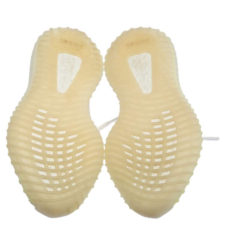 Pre Owned Yeezy x Adidas White Knit Fabric Boost 350 V2 Cream/Triple White Sneakers Size 36