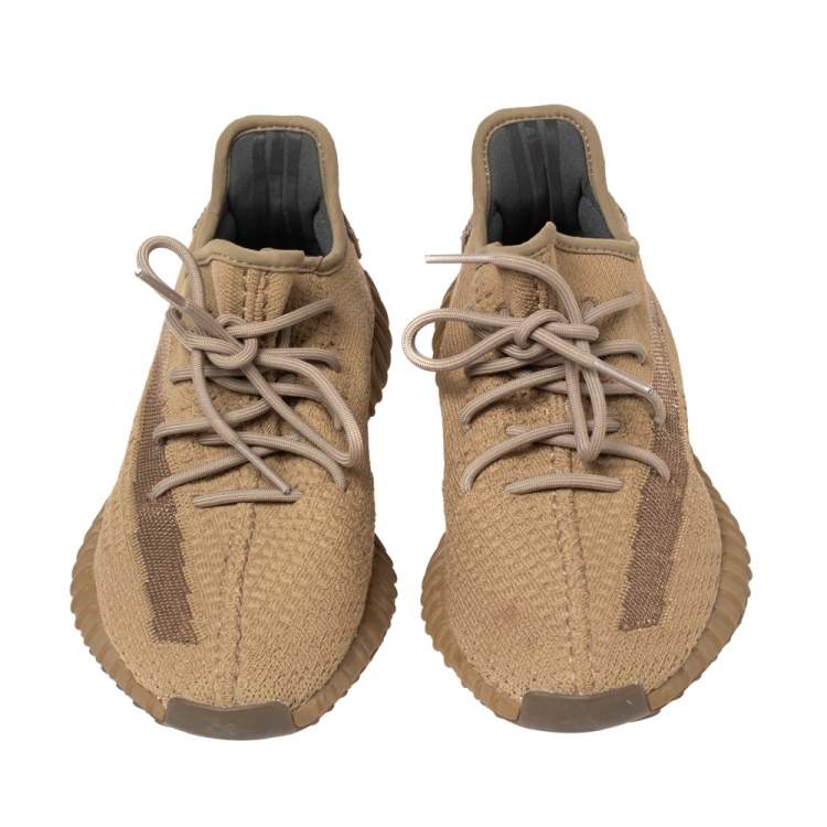 Pre Owned Yeezy x adidas Brown Knit Fabric Boost 350 V2 Earth Sneakers Size 41 1/3