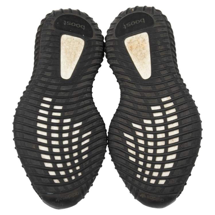 Pre Owned Yeezy x adidas Black Knit Fabric Boost 350 V2 Static Reflective Sneakers Size 39 1/3