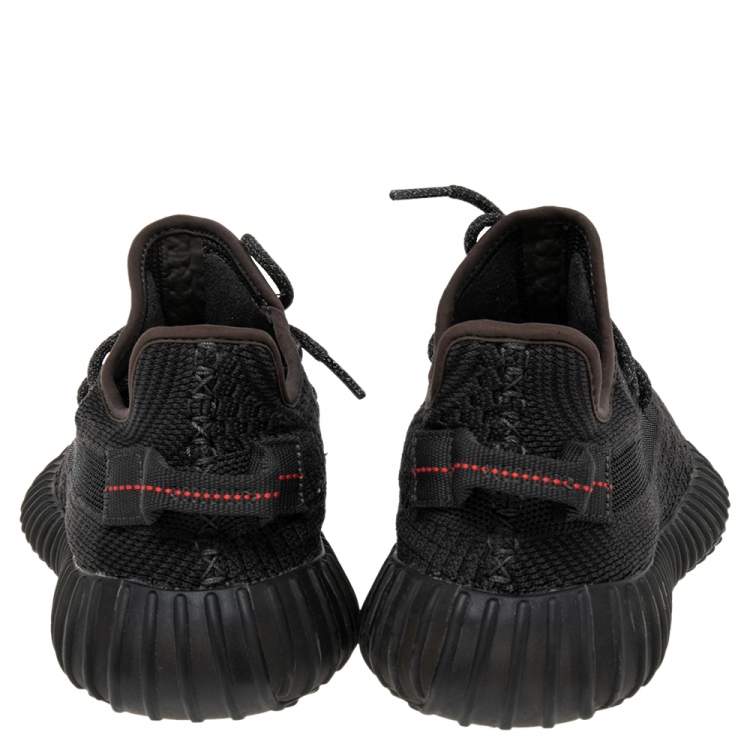 Pre Owned Yeezy x adidas Black Knit Fabric Boost 350 V2 Static Reflective Sneakers Size 39 1/3