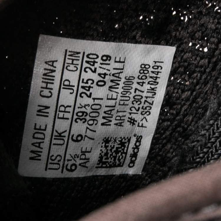 Pre Owned Yeezy x adidas Black Knit Fabric Boost 350 V2 Static Reflective Sneakers Size 39 1/3