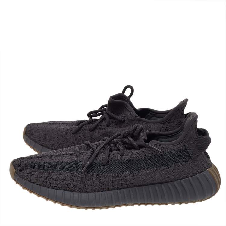 Pre Owned Yeezy x adidas Black Knit Fabric Boost 350 V2 Cinder Low Top Sneakers Size 46