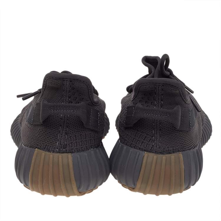Pre Owned Yeezy x adidas Black Knit Fabric Boost 350 V2 Cinder Low Top Sneakers Size 46