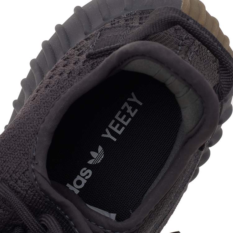 Pre Owned Yeezy x adidas Black Knit Fabric Boost 350 V2 Cinder Low Top Sneakers Size 46