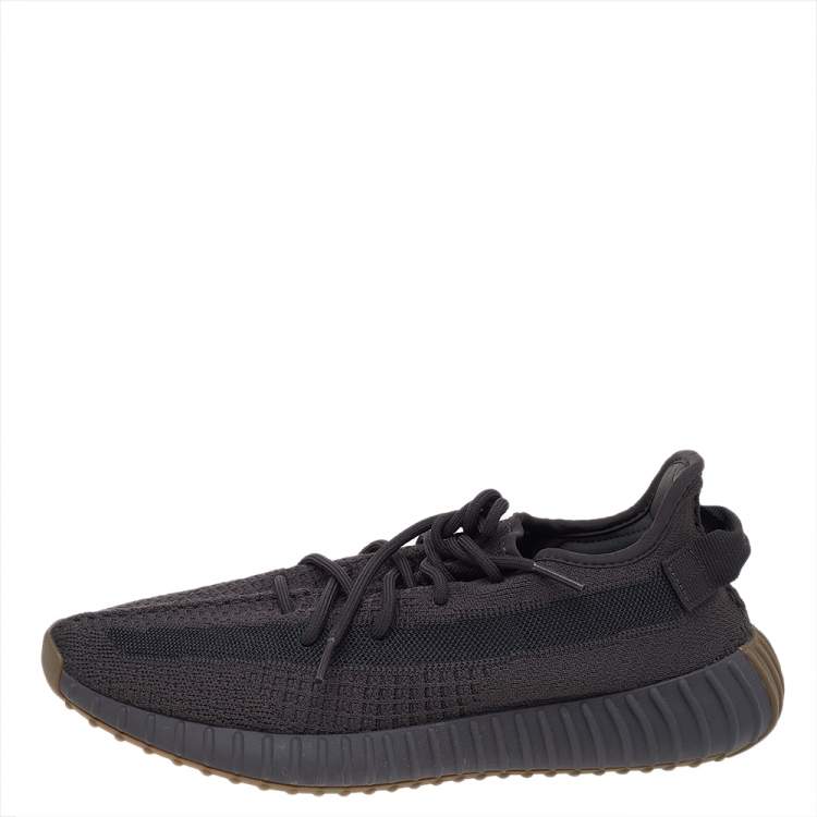 Pre Owned Yeezy x adidas Black Knit Fabric Boost 350 V2 Cinder Low Top Sneakers Size 46