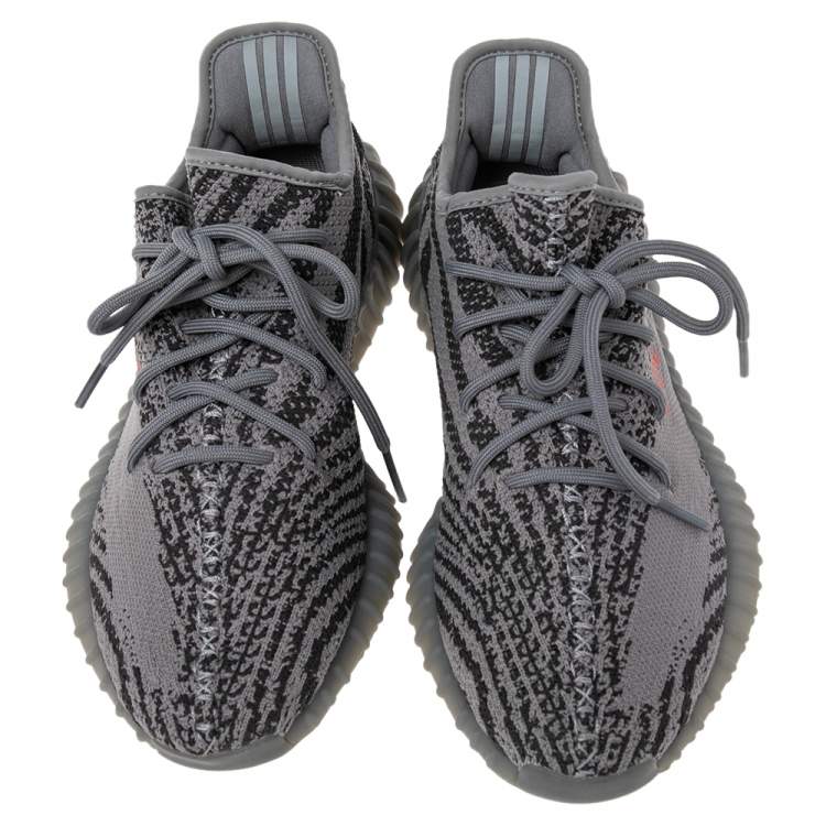 Pre Owned Yeezy x Adidas Grey Cotton Knit Boost 350 V2 Beluga Sneakers Size 42.5