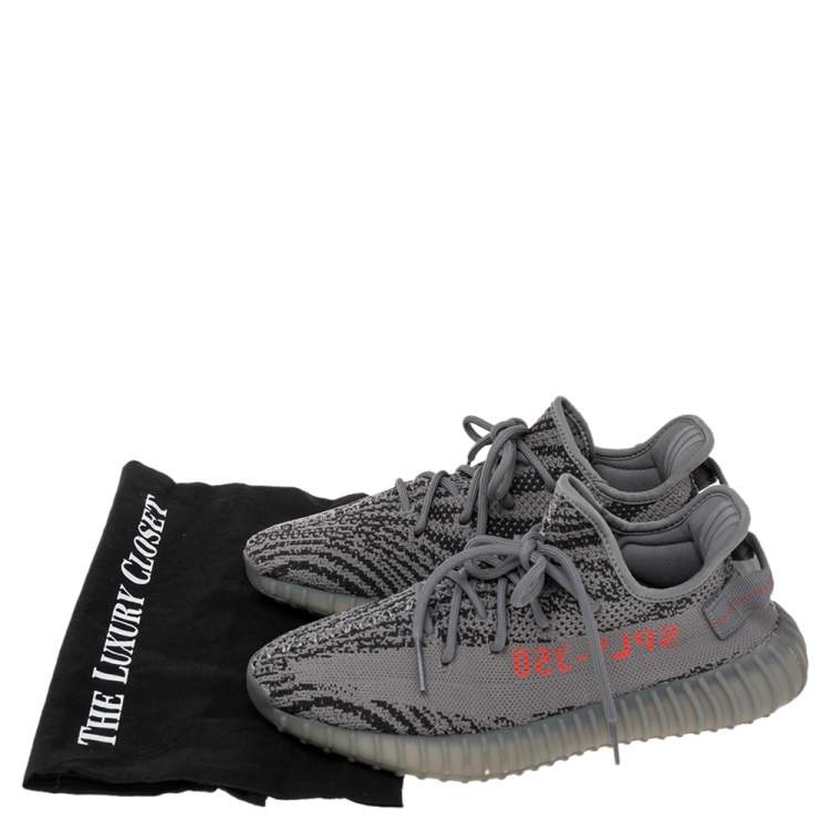 Pre Owned Yeezy x Adidas Grey Cotton Knit Boost 350 V2 Beluga Sneakers Size 42.5