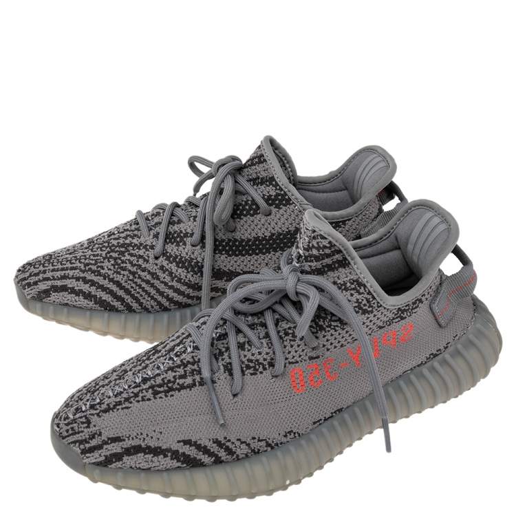 Pre Owned Yeezy x Adidas Grey Cotton Knit Boost 350 V2 Beluga Sneakers Size 42.5