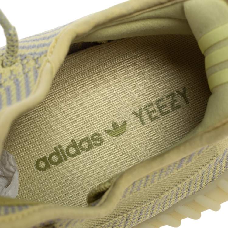 Pre Owned Yeezy x Adidas Yellow/Grey Knit Fabric Boost 350 V2 Antlia Non-Reflective Sneakers Size 44