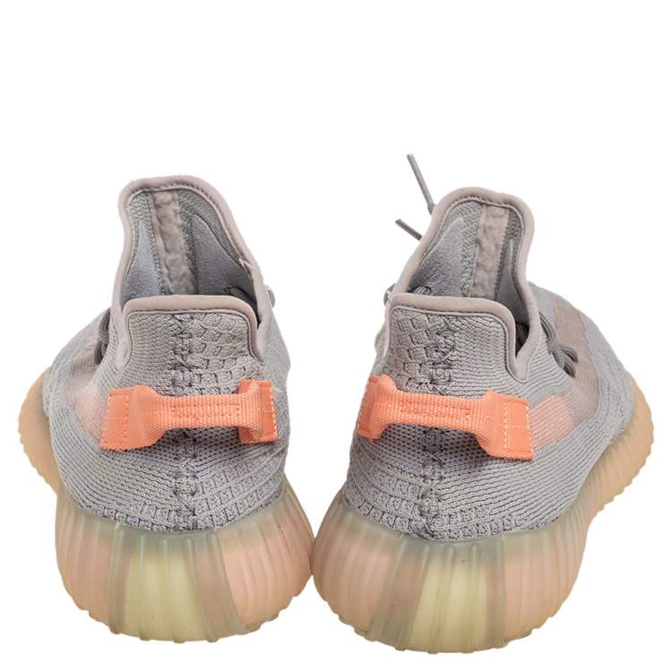 Pre Owned Yeezy x Adidas Grey Knit Fabric Boost 350 V2  Sneakers Size 46.5