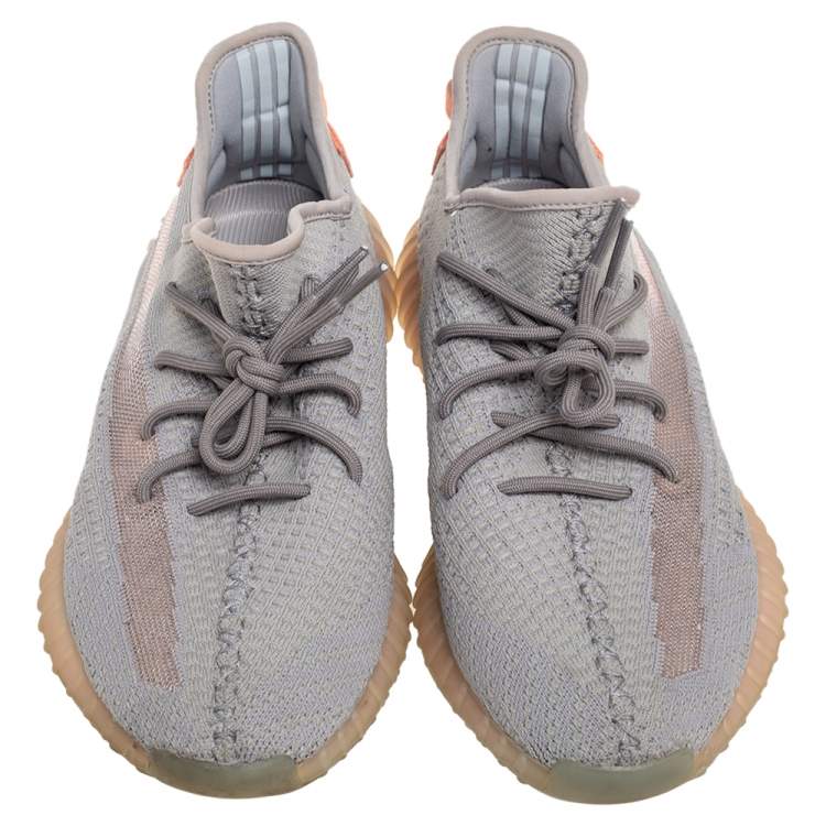 Pre Owned Yeezy x Adidas Grey Knit Fabric Boost 350 V2  Sneakers Size 46.5