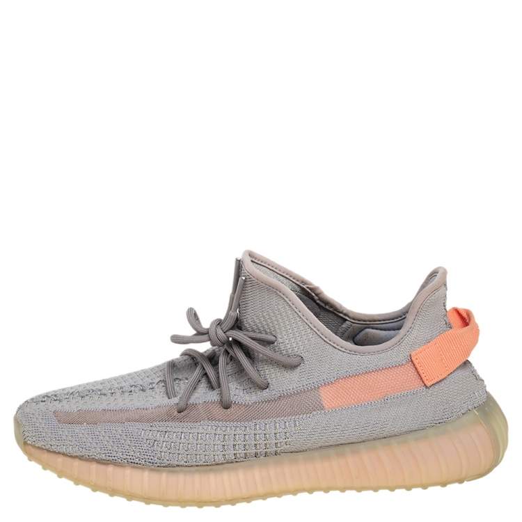 Pre Owned Yeezy x Adidas Grey Knit Fabric Boost 350 V2  Sneakers Size 46.5