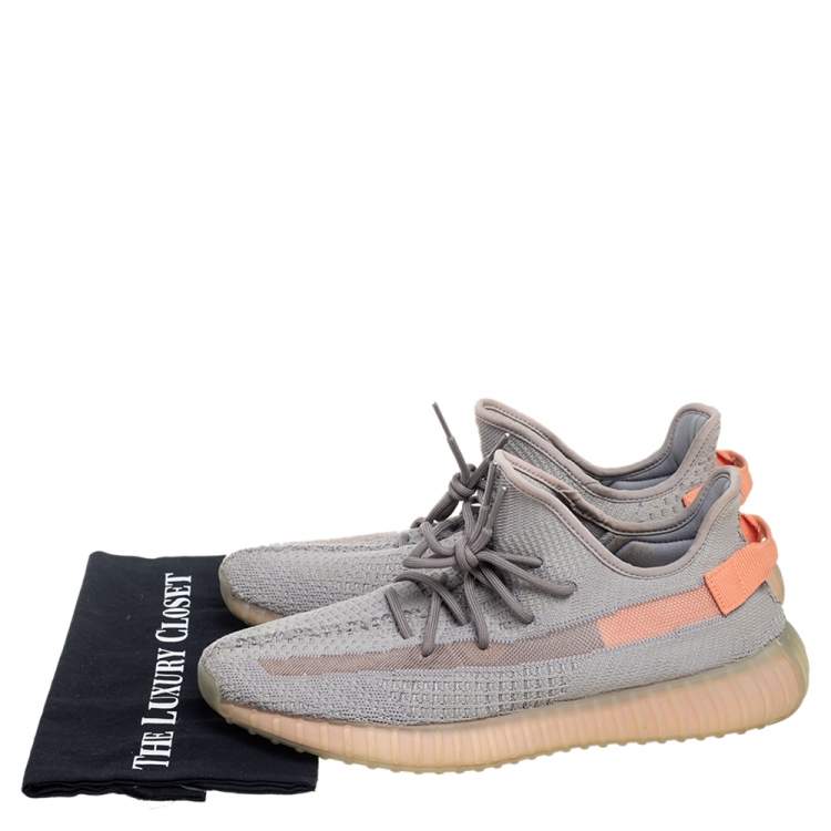 Pre Owned Yeezy x Adidas Grey Knit Fabric Boost 350 V2  Sneakers Size 46.5