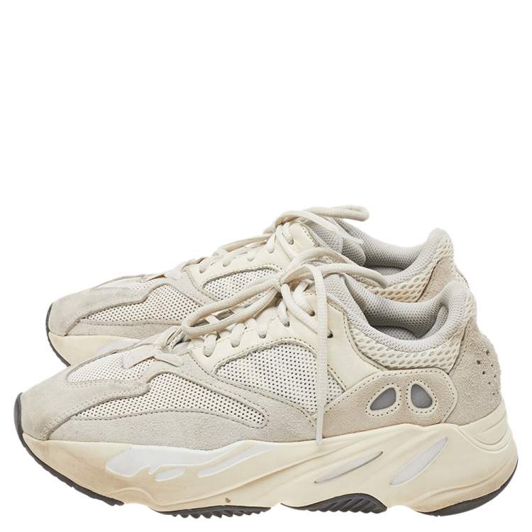 Pre Owned Yeezy x Adidas Cream Mesh, Leather, And Suede Boost 700 Analog Low Top Sneakers Size 39 1/3