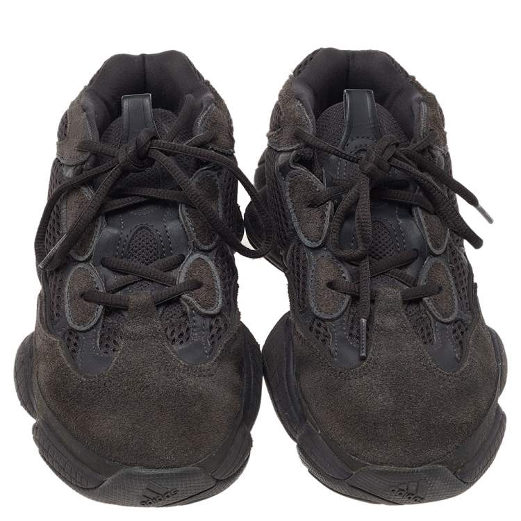 مملوكة مسبقًا Yeezy x adidas Utility Black Suede And Mesh Yeezy 500 Low Top Sneakers Size 38 2/3