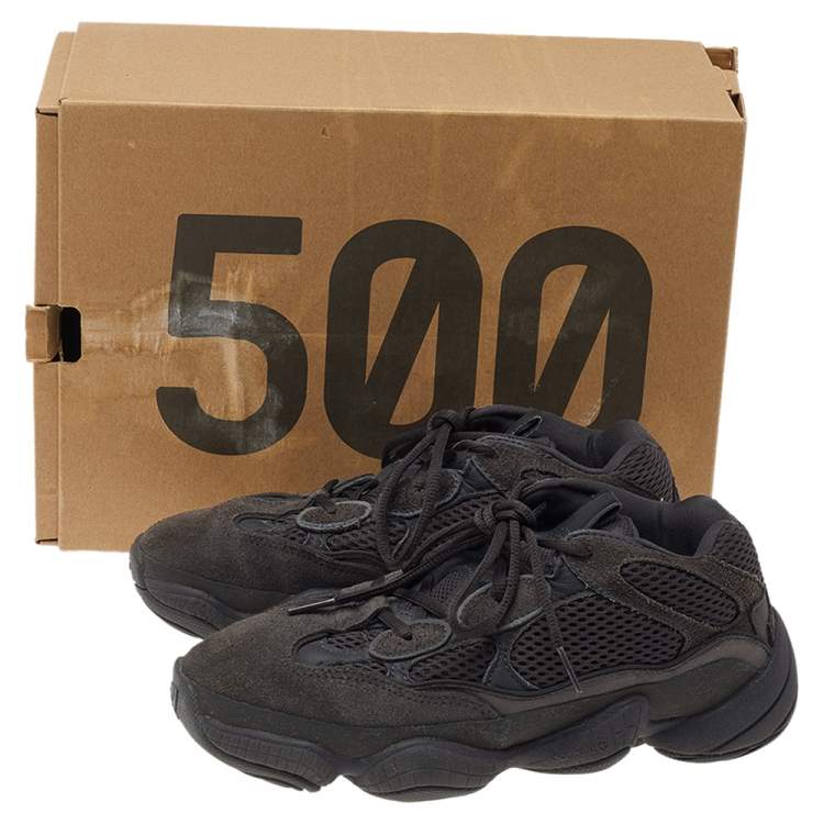 مملوكة مسبقًا Yeezy x adidas Utility Black Suede And Mesh Yeezy 500 Low Top Sneakers Size 38 2/3