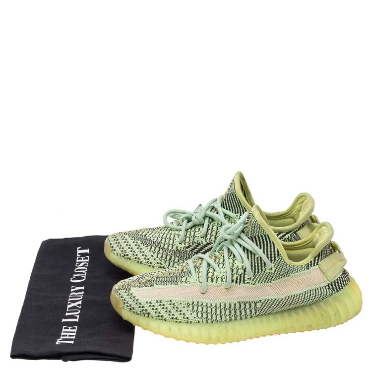 Pre Owned Yeezy x adidas Green/Black Knit Fabric Boost 350 V2 Yeezreel Low Top Sneakers Size 40 2/3