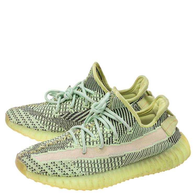 Pre Owned Yeezy x adidas Green/Black Knit Fabric Boost 350 V2 Yeezreel Low Top Sneakers Size 40 2/3
