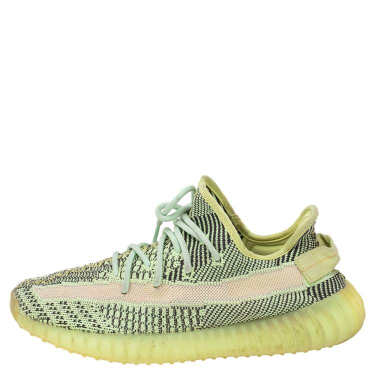 Pre Owned Yeezy x adidas Green/Black Knit Fabric Boost 350 V2 Yeezreel Low Top Sneakers Size 40 2/3