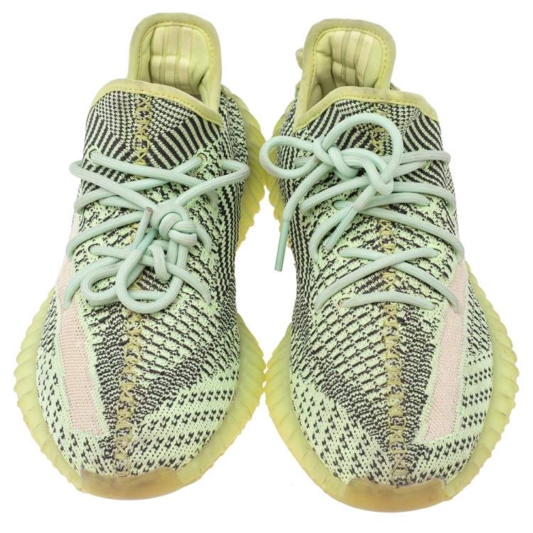 Pre Owned Yeezy x adidas Green/Black Knit Fabric Boost 350 V2 Yeezreel Low Top Sneakers Size 40 2/3