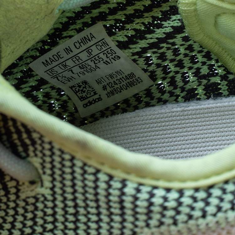 Pre Owned Yeezy x adidas Green/Black Knit Fabric Boost 350 V2 Yeezreel Low Top Sneakers Size 40 2/3