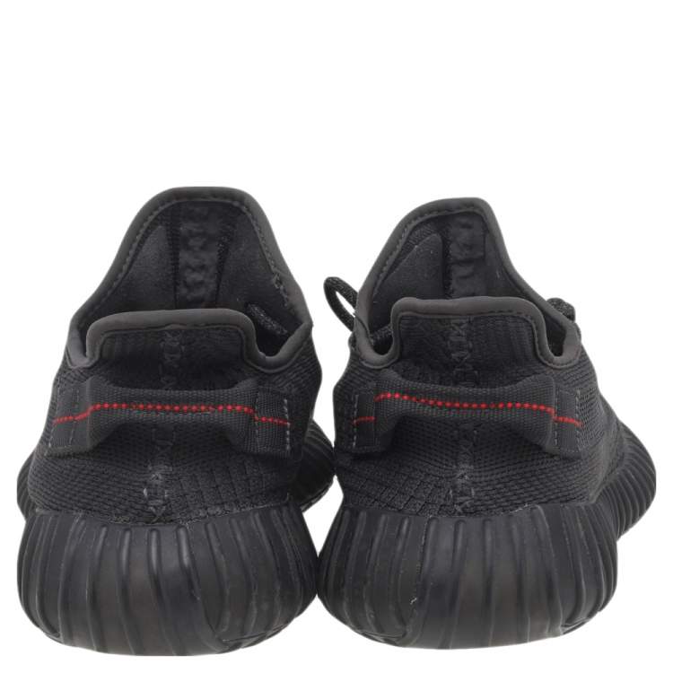 Pre Owned Yeezy x adidas Black Knit Fabric Boost 350 V2 Non-Reflective Low Top Sneakers Size 44