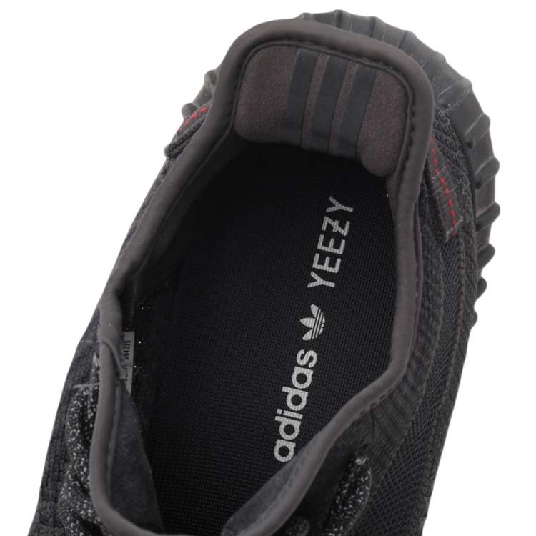 Pre Owned Yeezy x adidas Black Knit Fabric Boost 350 V2 Non-Reflective Low Top Sneakers Size 44