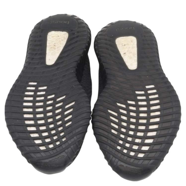 Pre Owned Yeezy x adidas Black Knit Fabric Boost 350 V2 Non-Reflective Low Top Sneakers Size 44