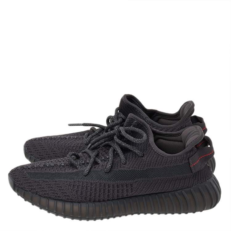 Pre Owned Yeezy x adidas Black Knit Fabric Boost 350 V2 Static Low Top Sneakers Size 42