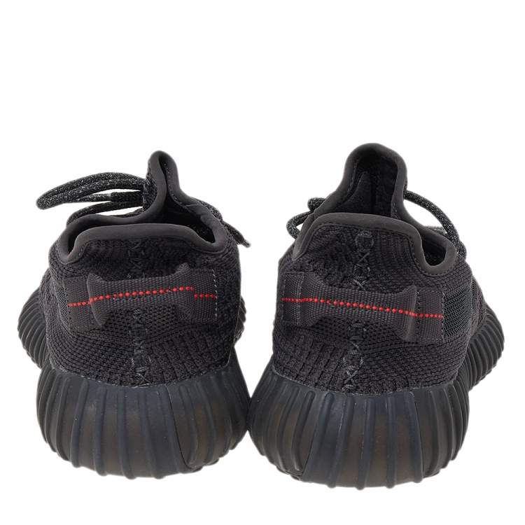 Pre Owned Yeezy x adidas Black Knit Fabric Boost 350 V2 Static Low Top Sneakers Size 42