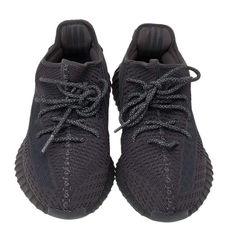 Pre Owned Yeezy x adidas Black Knit Fabric Boost 350 V2 Static Low Top Sneakers Size 42