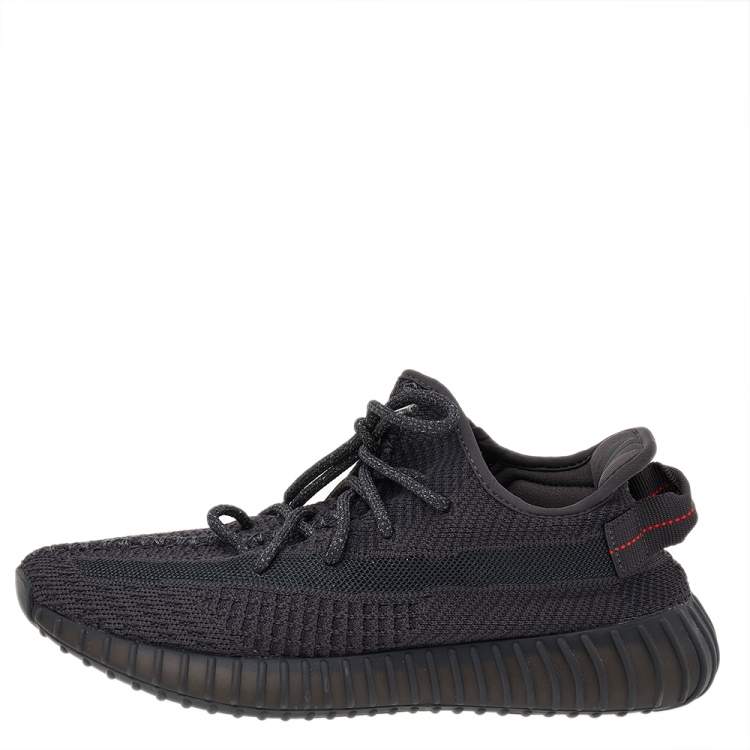Pre Owned Yeezy x adidas Black Knit Fabric Boost 350 V2 Static Low Top Sneakers Size 42