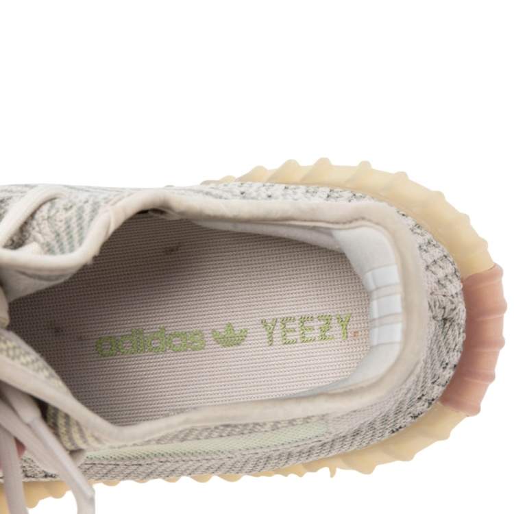 Pre Owned Adidas Yeezy Grey Knit Fabric 350 V2 Citrin Non Reflective Sneakers Size 42 2/3