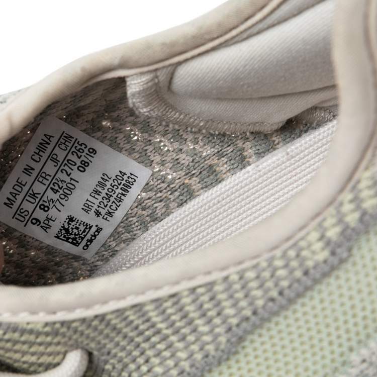 Pre Owned Adidas Yeezy Grey Knit Fabric 350 V2 Citrin Non Reflective Sneakers Size 42 2/3